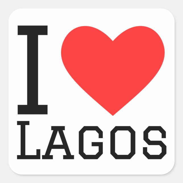 I Liebe lagos Quadratischer Aufkleber (Vorderseite)