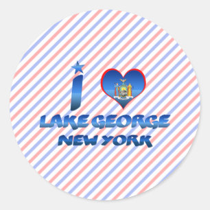 I Liebe Lake George, New York Runder Aufkleber