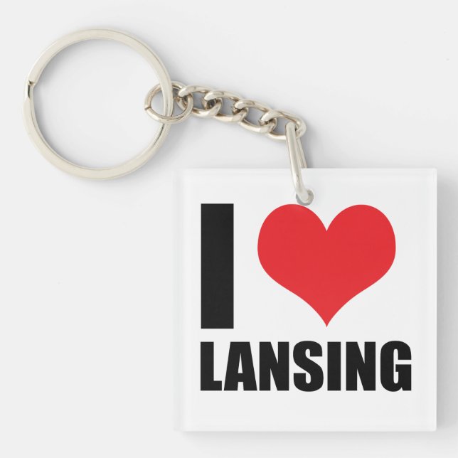 I Liebe Lansing Schlüsselanhänger (Vorderseite)