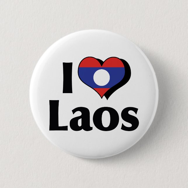 I Liebe Laos Flag Button (Vorderseite)