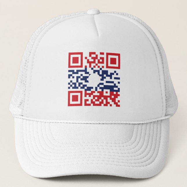 I Liebe Laos (Khoy Huk Lao) Flag QR Code | Lao Gee Truckerkappe (Vorderseite)