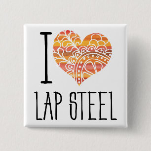 I Liebe Lap Steel Orange Mandala Herz Button