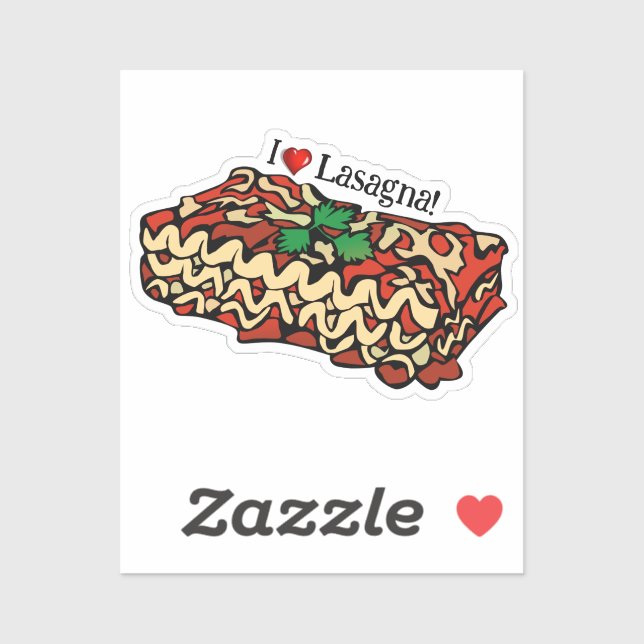 I Liebe Lasagna Aufkleber (Blatt)