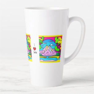 I Liebe Latte - psychedelischer Berg, Bach & Bäume Milchtasse