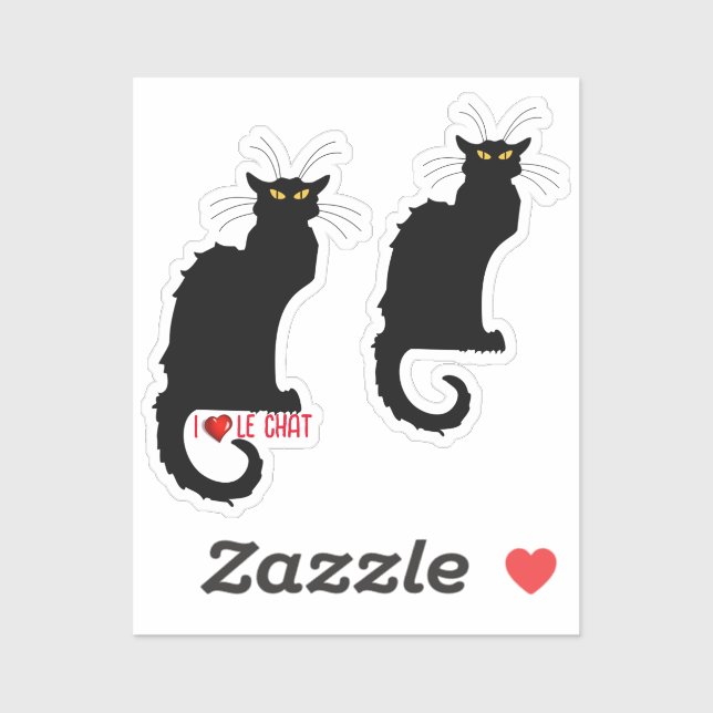 I Liebe Le Chat Noir Aufkleber (Blatt)