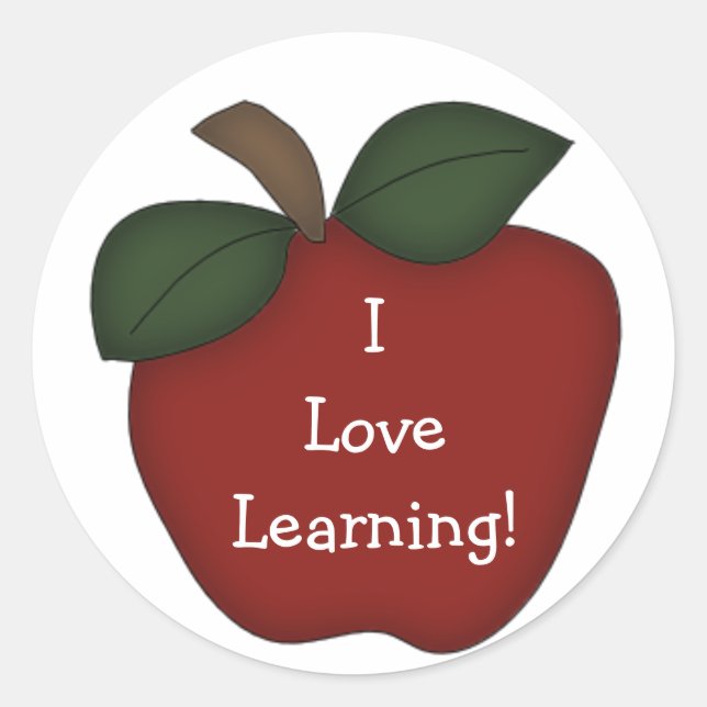 I Liebe Learning!-Red Apple Runder Aufkleber (Vorderseite)