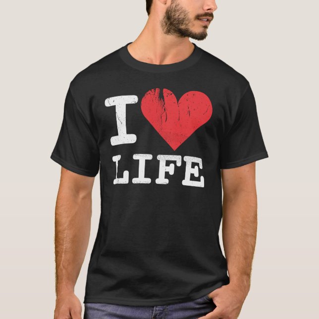 I Liebe-Leben-grundlegender dunkler T - Shirt (Vorderseite)