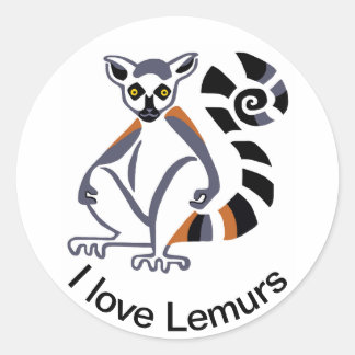I Liebe LEMURS - Wildfauna - Primat - Madagaskar Runder Aufkleber