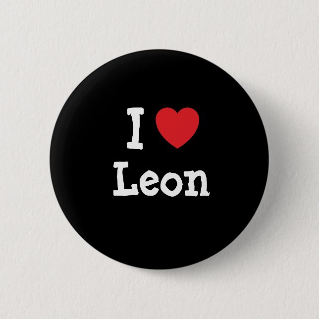 I Liebe Leon Herz Brauch personalisiert Button (Vorderseite)