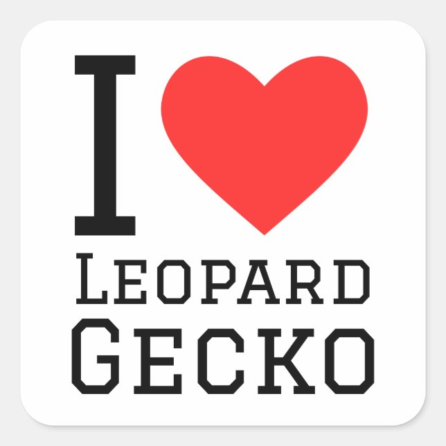 I Liebe Leopardengecko Quadratischer Aufkleber (Vorderseite)