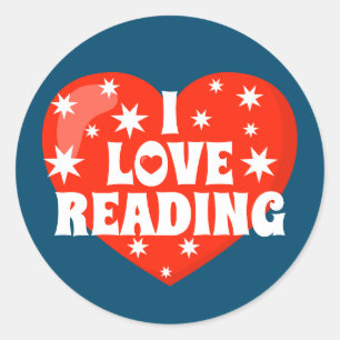 I Liebe Lesen des Red White Blue Book Themed Runder Aufkleber