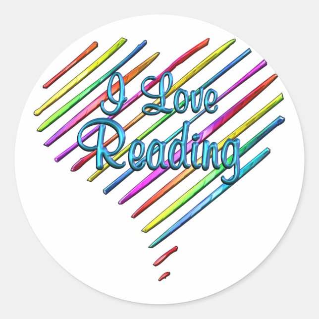 I Liebe Lesen Runder Aufkleber (Vorderseite)