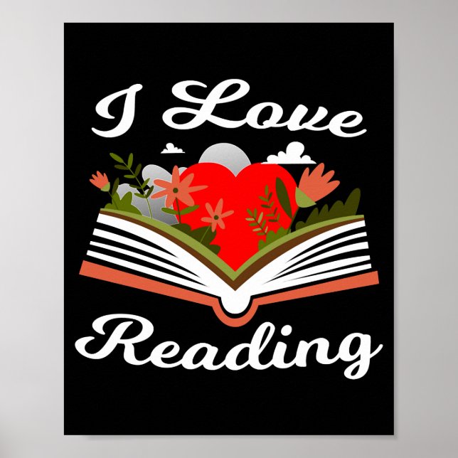 I Liebe Lesen Shirt Heart Reading Clubs Bookworm Poster (Vorne)