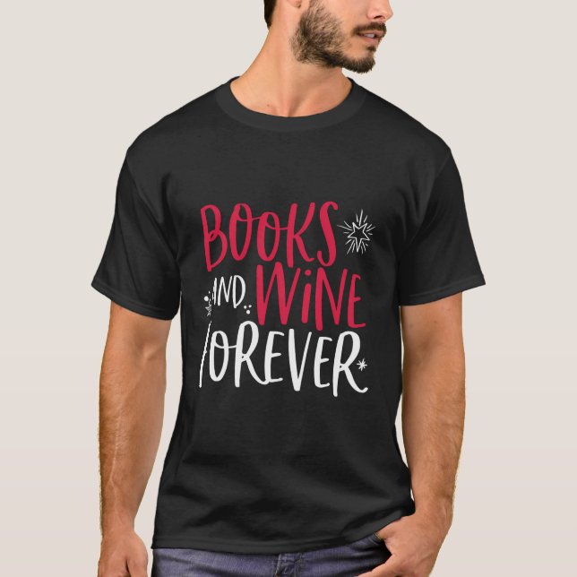 I Liebe Lesen und Weinbücher Geschenk für Leser T-Shirt (Vorderseite)