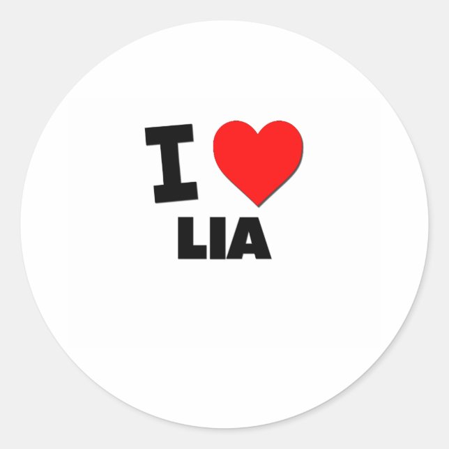 I Liebe Lia Runder Aufkleber (Vorderseite)