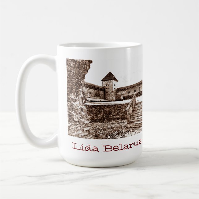 I Liebe Lida Belarus Architektur Schloss Sketch Kaffeetasse (Links)