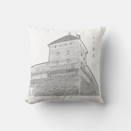 I Liebe Lida Belarus Architektur Schloss Sketch Kissen