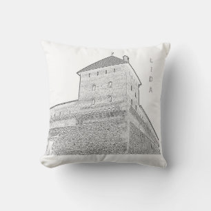 I Liebe Lida Belarus Architektur Schloss Sketch Kissen