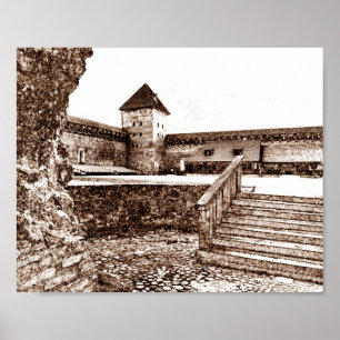 I Liebe Lida Belarus Architektur Schloss Sketch Poster