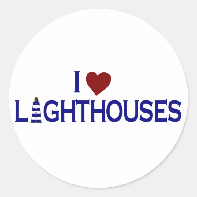 I Liebe Lighthouse Runder Aufkleber (Vorderseite)