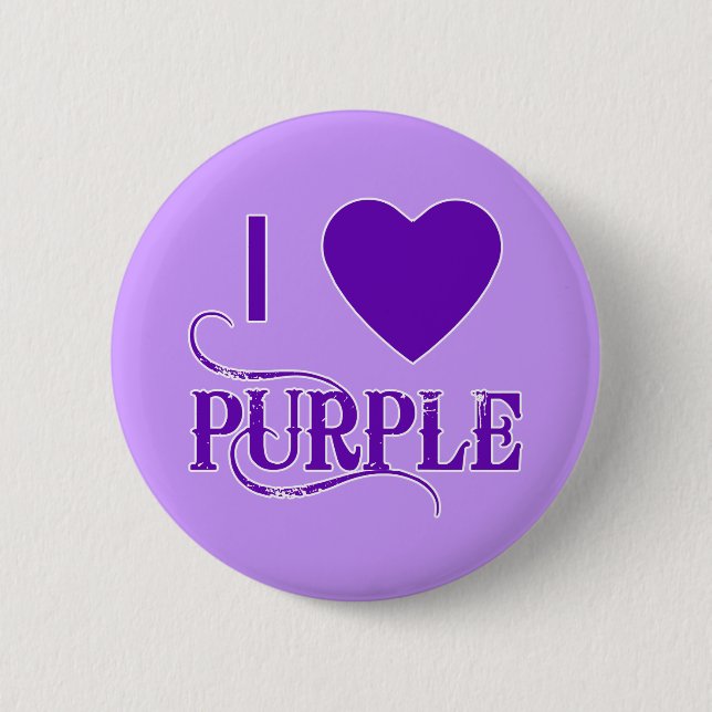 I Liebe Lila mit Lila Herzen Button (Vorderseite)