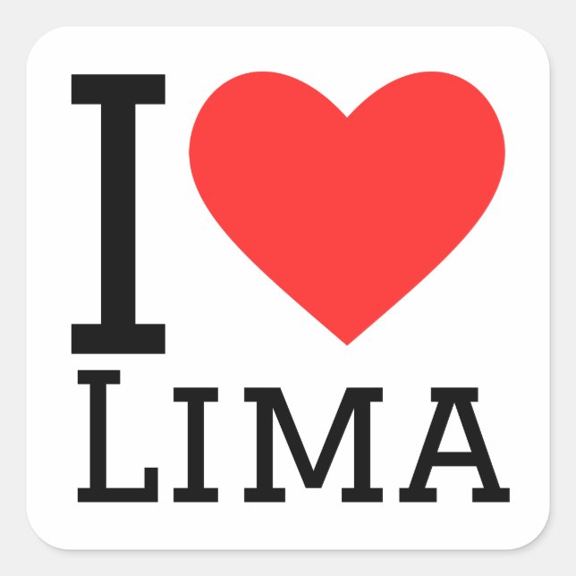 I Liebe lima Quadratischer Aufkleber (Vorderseite)