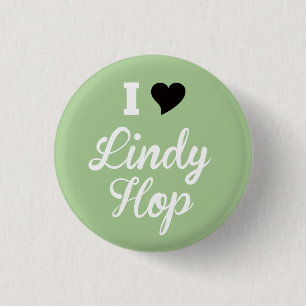 I Liebe Lindy Hopfen, weißes Skript-Schwarz-Herz, Button