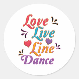 I Liebe Line Dance Runder Aufkleber
