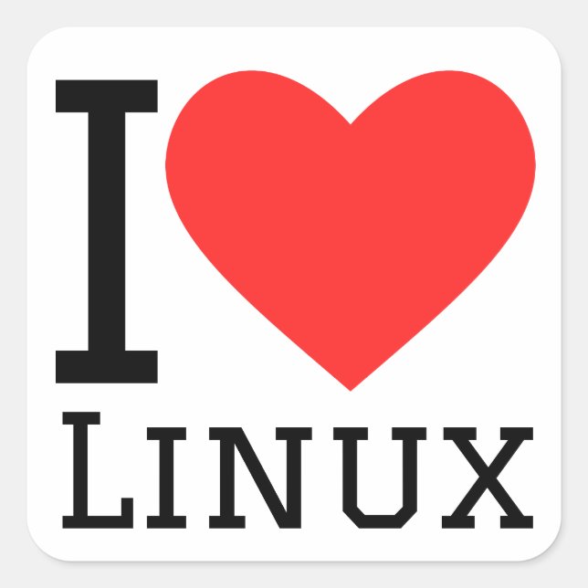 I Liebe Linux Quadratischer Aufkleber (Vorderseite)