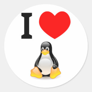 I Liebe Linux Runder Aufkleber