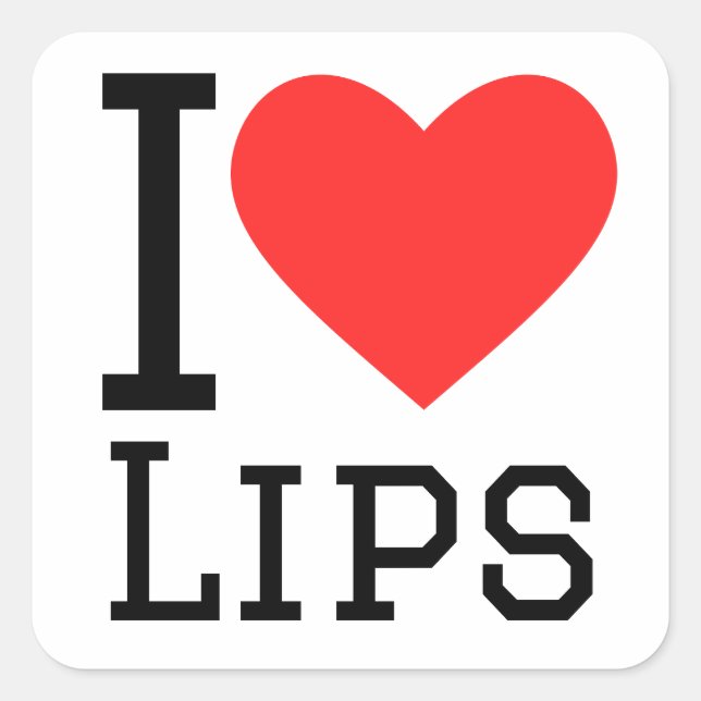 I Liebe Lippen Quadratischer Aufkleber (Vorderseite)