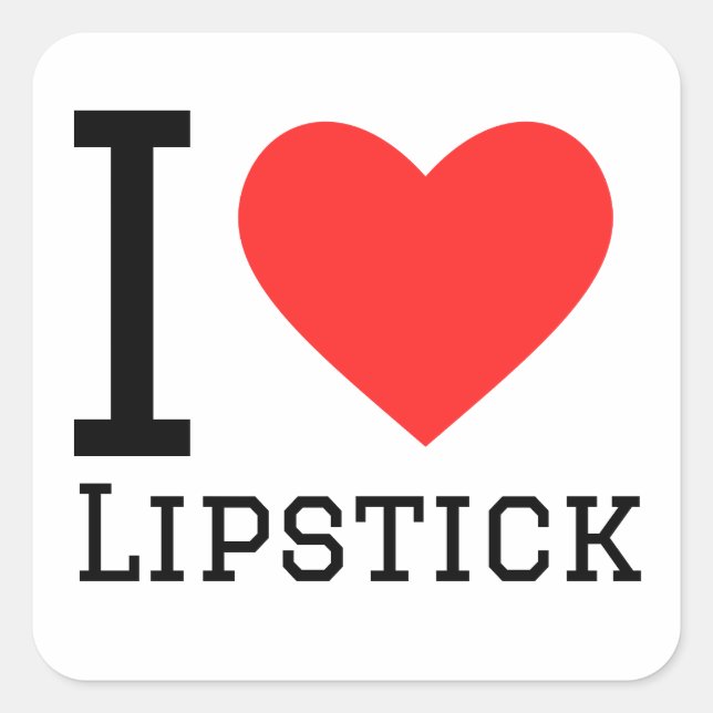 I Liebe Lippenstift Quadratischer Aufkleber (Vorderseite)