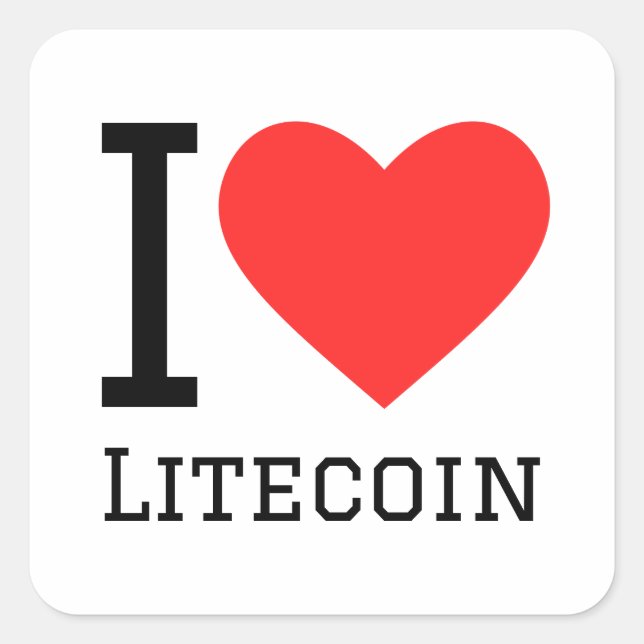 I Liebe Litecoin Quadratischer Aufkleber (Vorderseite)