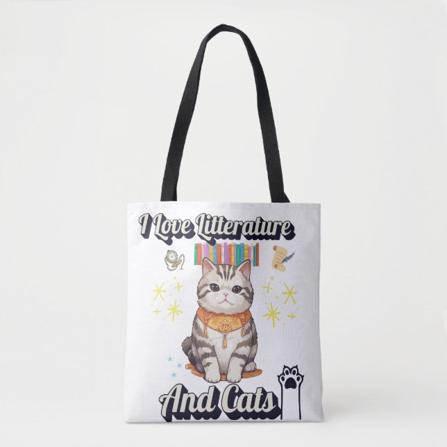 I Liebe Literature and Cats" Togdesign Tasche (Vorderseite)