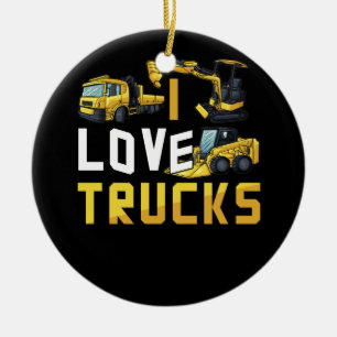 I Liebe LKW Bagger Bulldozer Bau Veh Keramik Ornament