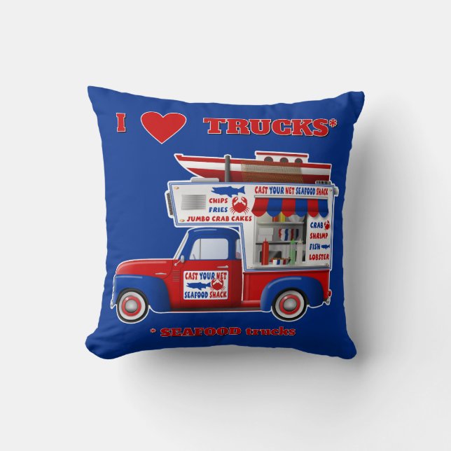 I Liebe LKW (Seafood Trucks) Reversible Kissen (Vorderseite)