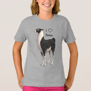 I Liebe Llamas Black & White Llama T-Shirt