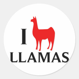 I Liebe Llamas Runder Aufkleber