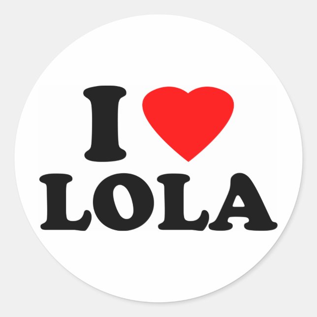 I Liebe Lola Runder Aufkleber (Vorderseite)