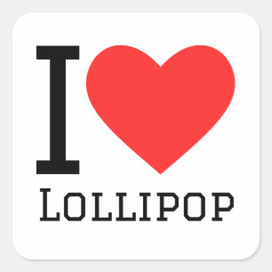 I Liebe Lollipop Quadratischer Aufkleber