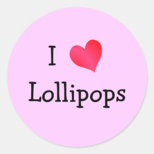 I Liebe Lollipops Runder Aufkleber
