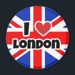 I Liebe London Magnet<br><div class="desc">Bild einer Union Jack Fahne mit Text,  der "I Liebe London" liest.</div>