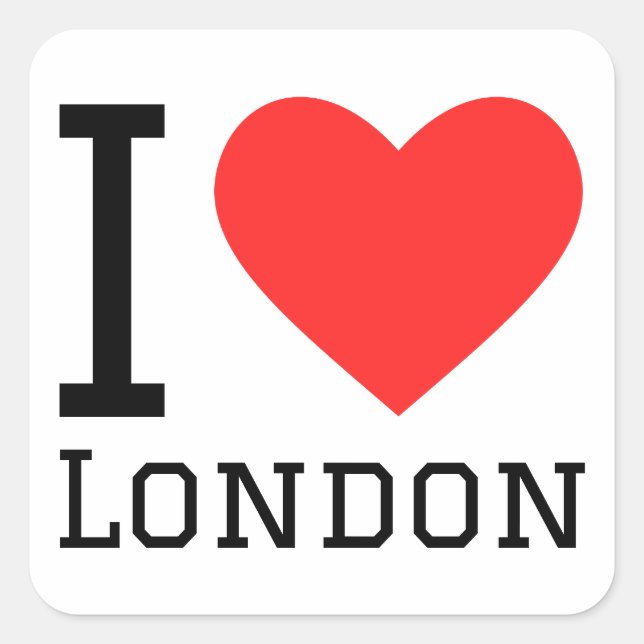 I Liebe London Quadratischer Aufkleber (Vorderseite)
