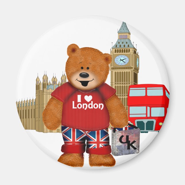 I Liebe London - Teddy Bear Magnet (Vorne)