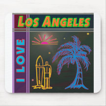"I LIEBE Los Angeles" Sun Palm Tree & Surfer Mouse