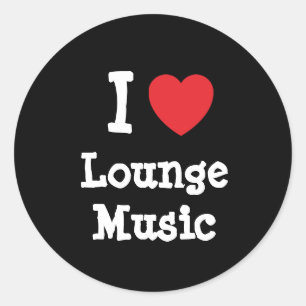 I Liebe Lounge Musikherz personalisiert Runder Aufkleber