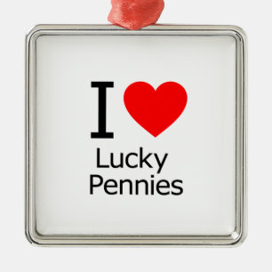 I Liebe Lucky Pennies Silbernes Ornament
