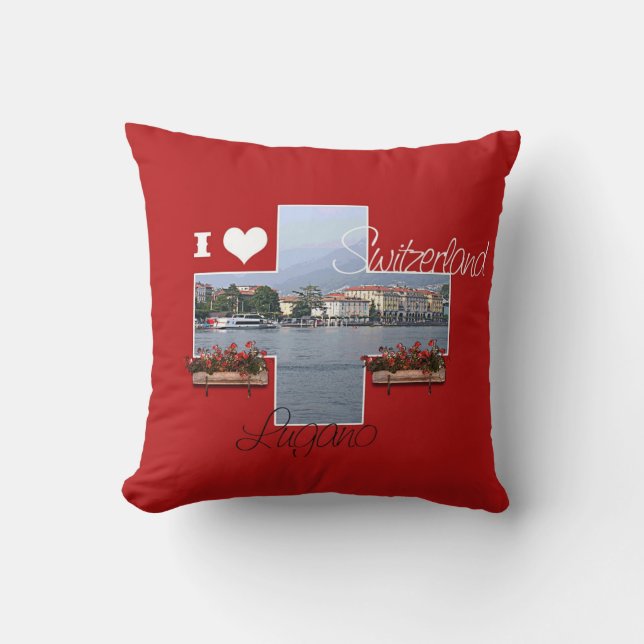 I Liebe Lugano, Schweiz - Kissen (Vorderseite)