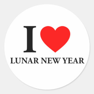I Liebe Lunar Neujahr Runder Aufkleber