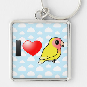 I Liebe Lutino Pfirsich-gesichtige Lovebirds Schlüsselanhänger